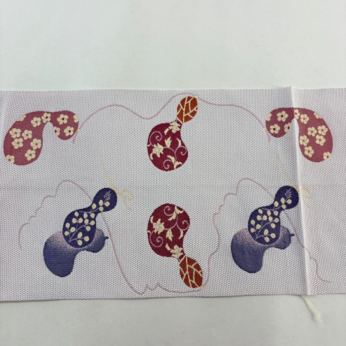 【美品】名古屋帶 秀品級 瓢箪 花唐草紋 淺粉色 純蠶絲