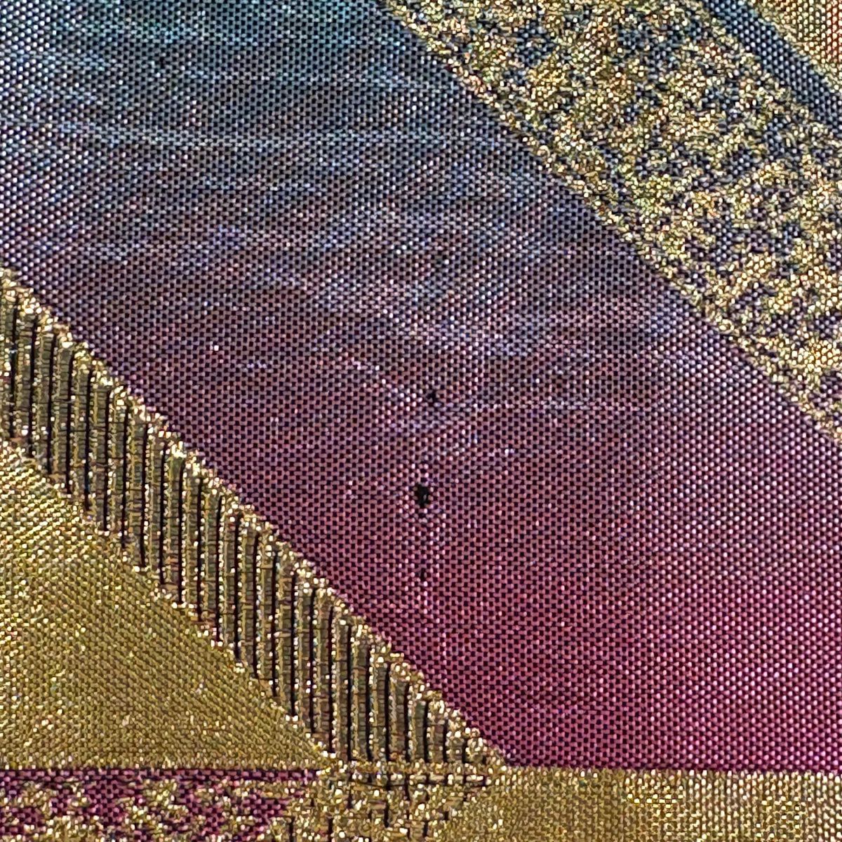 袋帶 秀品級 振袖禮服禮服用 幾何圖案 金金箔 六通 純蠶絲