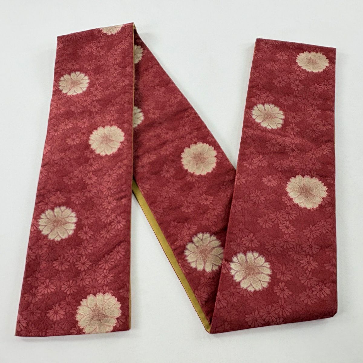【美品】半幅帶 優品級櫻花菊花紅紫 化纖