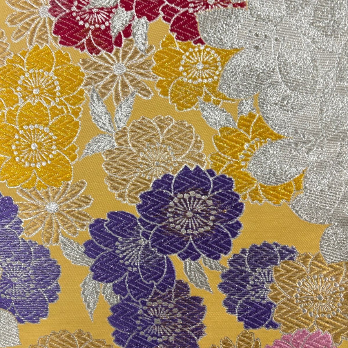 【美品】振袖禮服 身長168.5cm 袖長68.5cm L 雙層 袋帶全套 樱花 草花紋紋 金金箔 漸層 青綠 純蠶絲 名品級