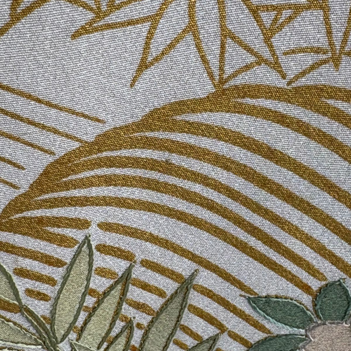 振袖禮服 身長156cm 袖長65.5cm M 雙層 菊花 家屋 刺繡 金線 奶油色 純蠶絲 逸品級
