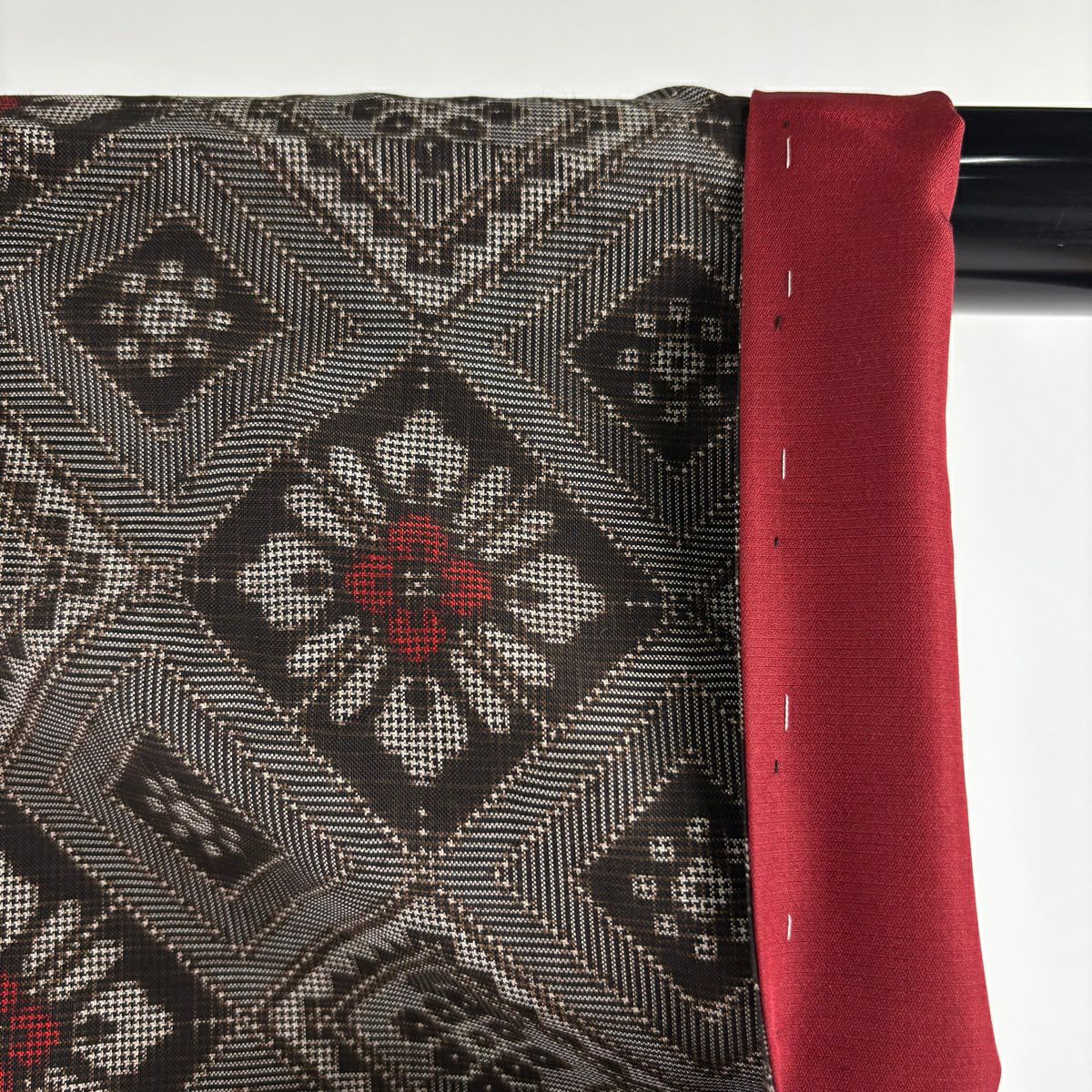 大島織 身長157cm 袖長63.5cm S 雙層 證書齊全 菱花菱 焦茶 純蠶絲 逸品級