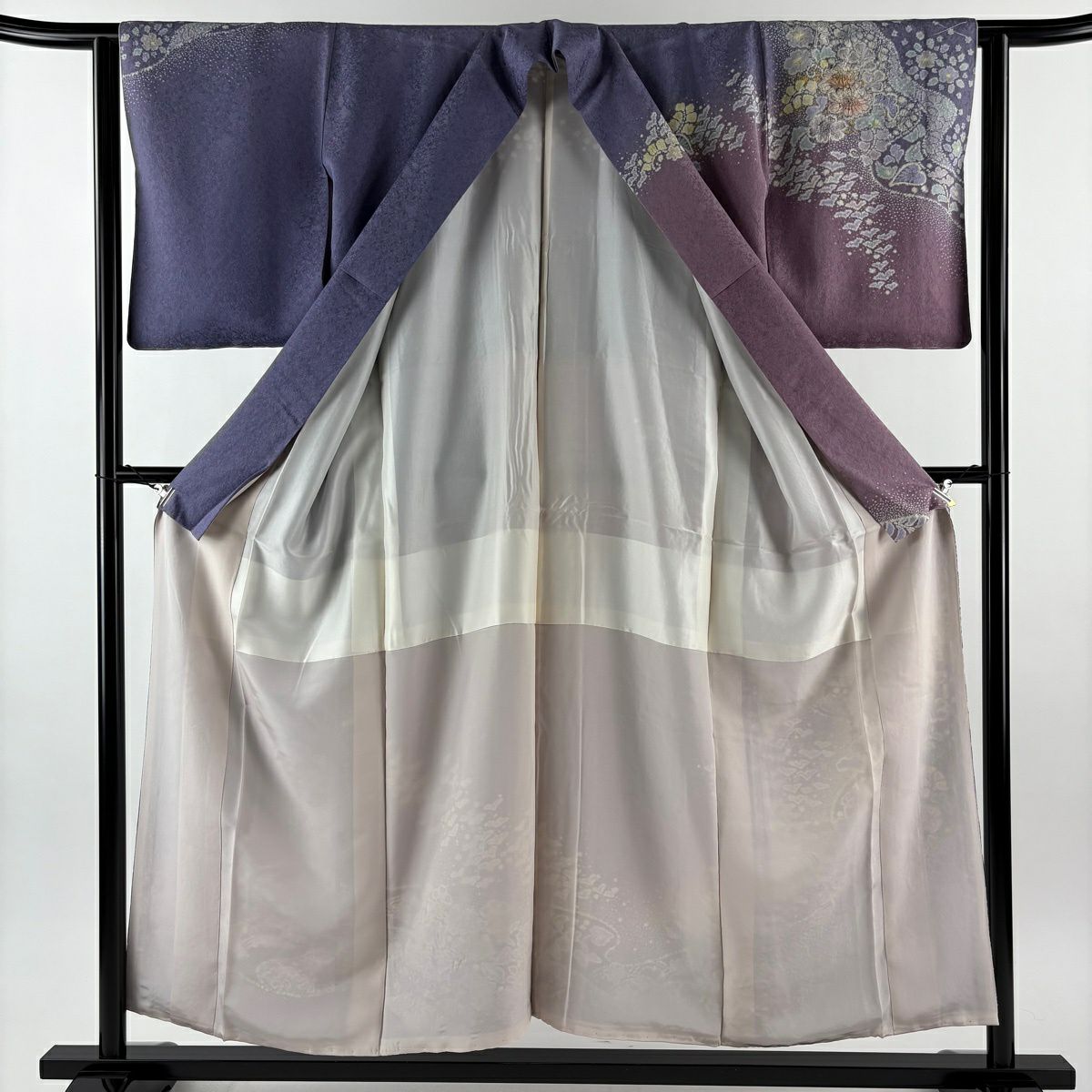 訪問服 身長154.5cm 袖長62.5cm S 雙層 吉乃一廉 有落款 辻花染 霞 銀通 金銀彩 紫 純蠶絲 逸品級