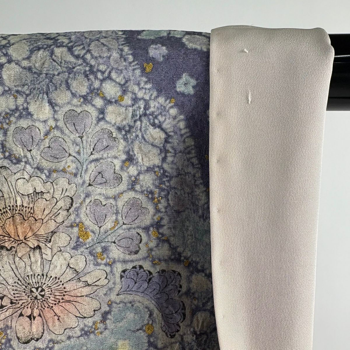 訪問服 身長154.5cm 袖長62.5cm S 雙層 吉乃一廉 有落款 辻花染 霞 銀通 金銀彩 紫 純蠶絲 逸品級