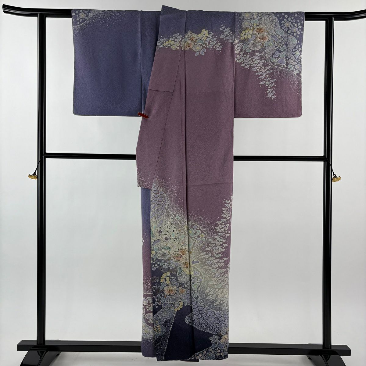 訪問服 身長154.5cm 袖長62.5cm S 雙層 吉乃一廉 有落款 辻花染 霞 銀通 金銀彩 紫 純蠶絲 逸品級
