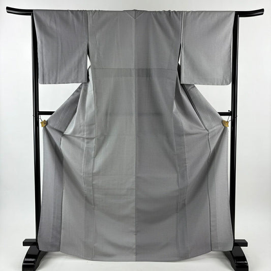 【美品】 付下 身長171cm 袖長65.5cm M 單層 召織 小花 灰 純蠶絲 逸品級