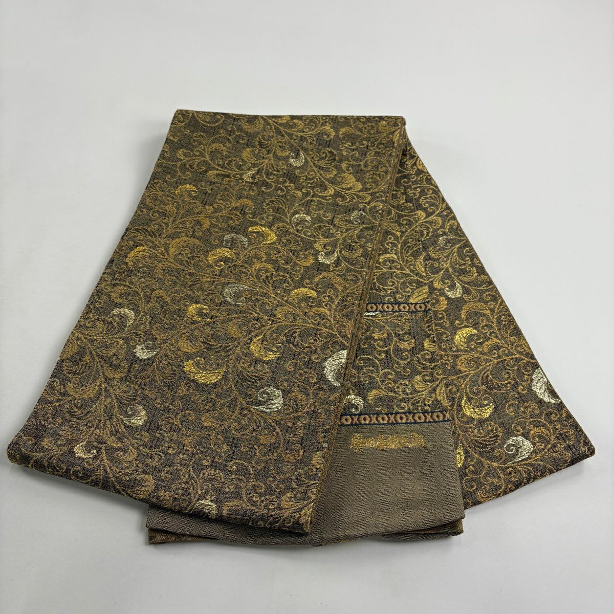 【美品】 袋帶 逸品級 誉田屋源兵衛 落款あり 夢雅 唐草紋 金金箔 金茶 お太鼓柄 純蠶絲