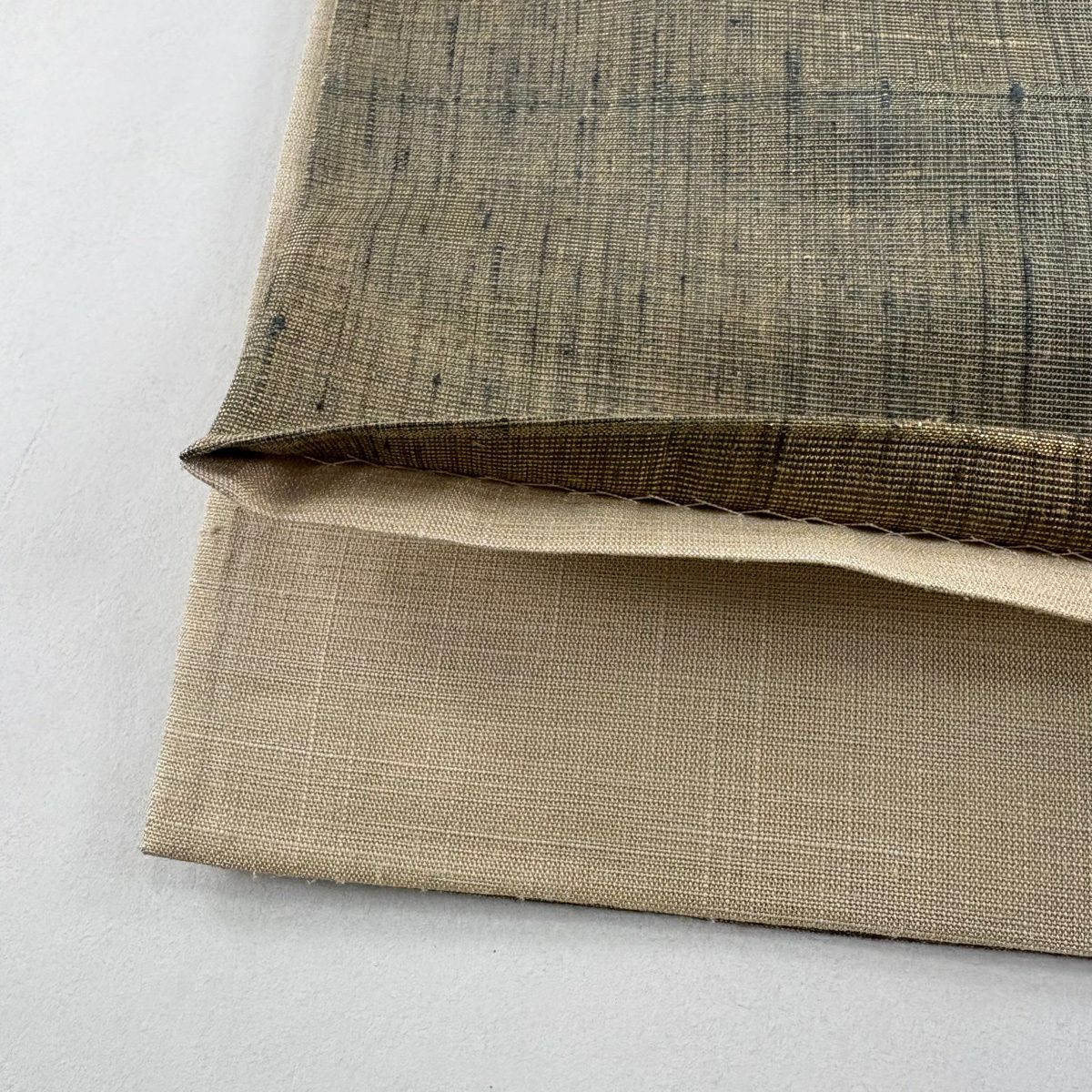 【美品】 袋帶 逸品級 幾何圖案 金絲 淺茶 細帶圖案 純蠶絲