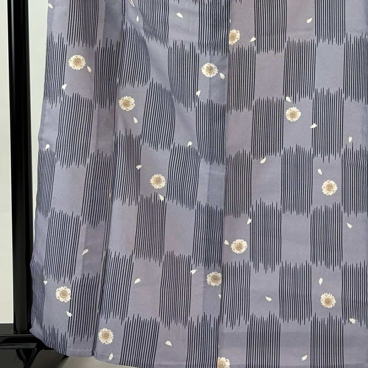 小紋 身長163cm 袖長65.5cm M 單層 可水洗和服櫻花花瓣 紫 化纖 優品級