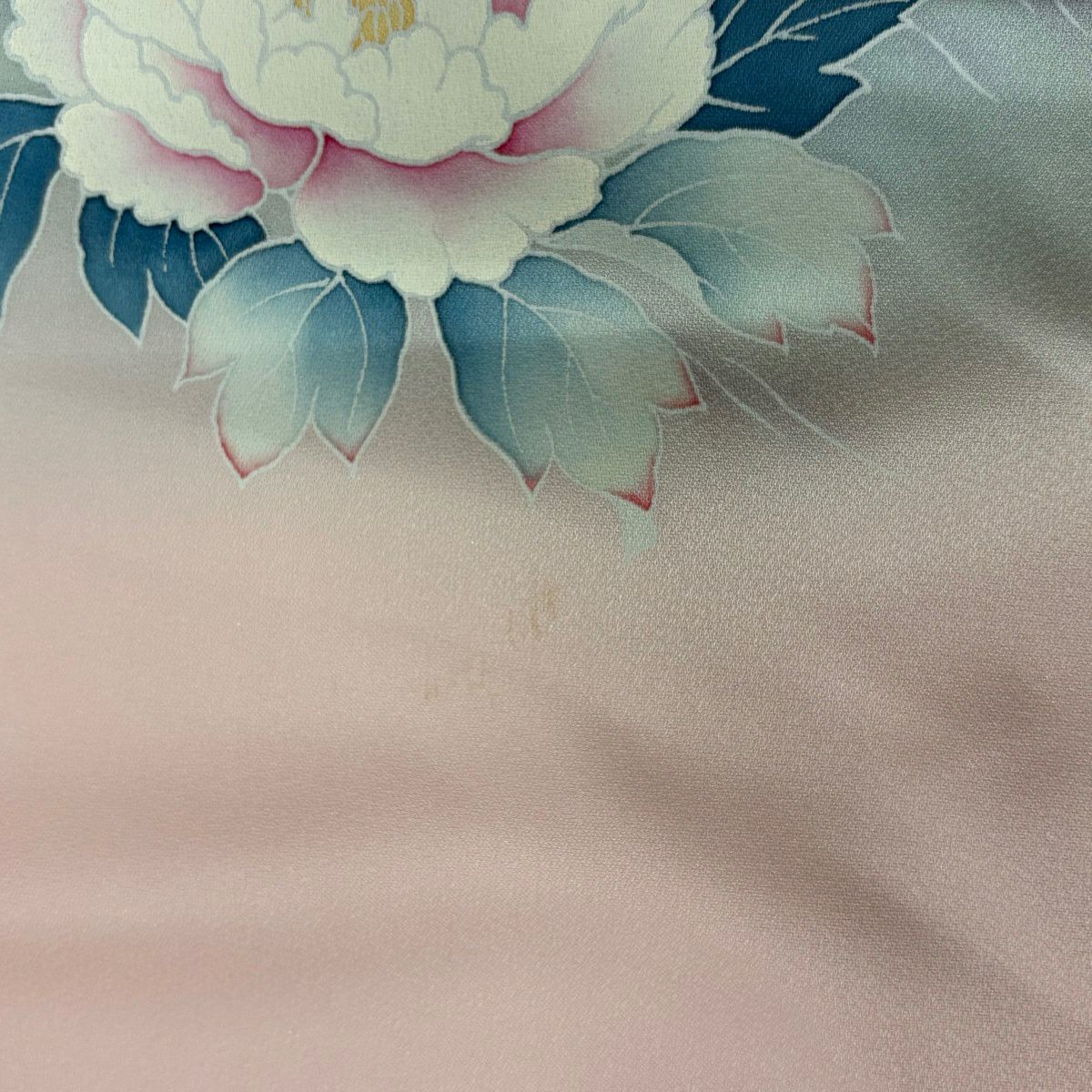 【美品】訪問服 身長172.5cm 袖長64cm M 雙層 花車 牡丹 刺繡 漸層 淺粉色 純蠶絲 優品級
