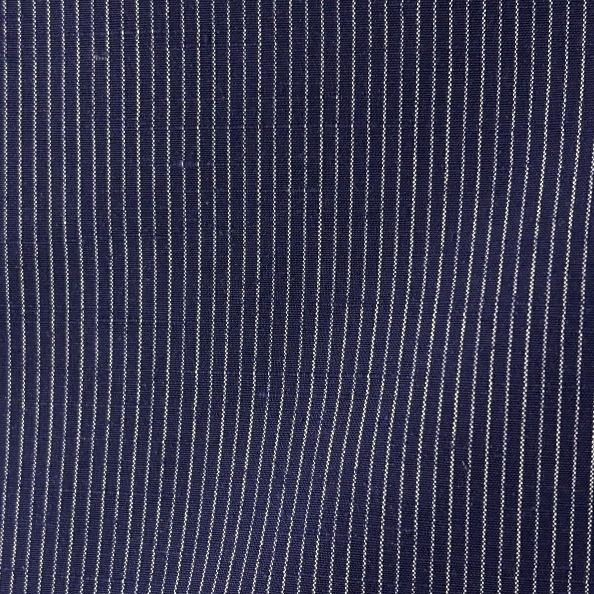 【美品】結城紬織 身長166.5cm 袖長68cm L 雙層 はたおり娘 奥順 證書齊全 縱條紋 深藍 純蠶絲 逸品級
