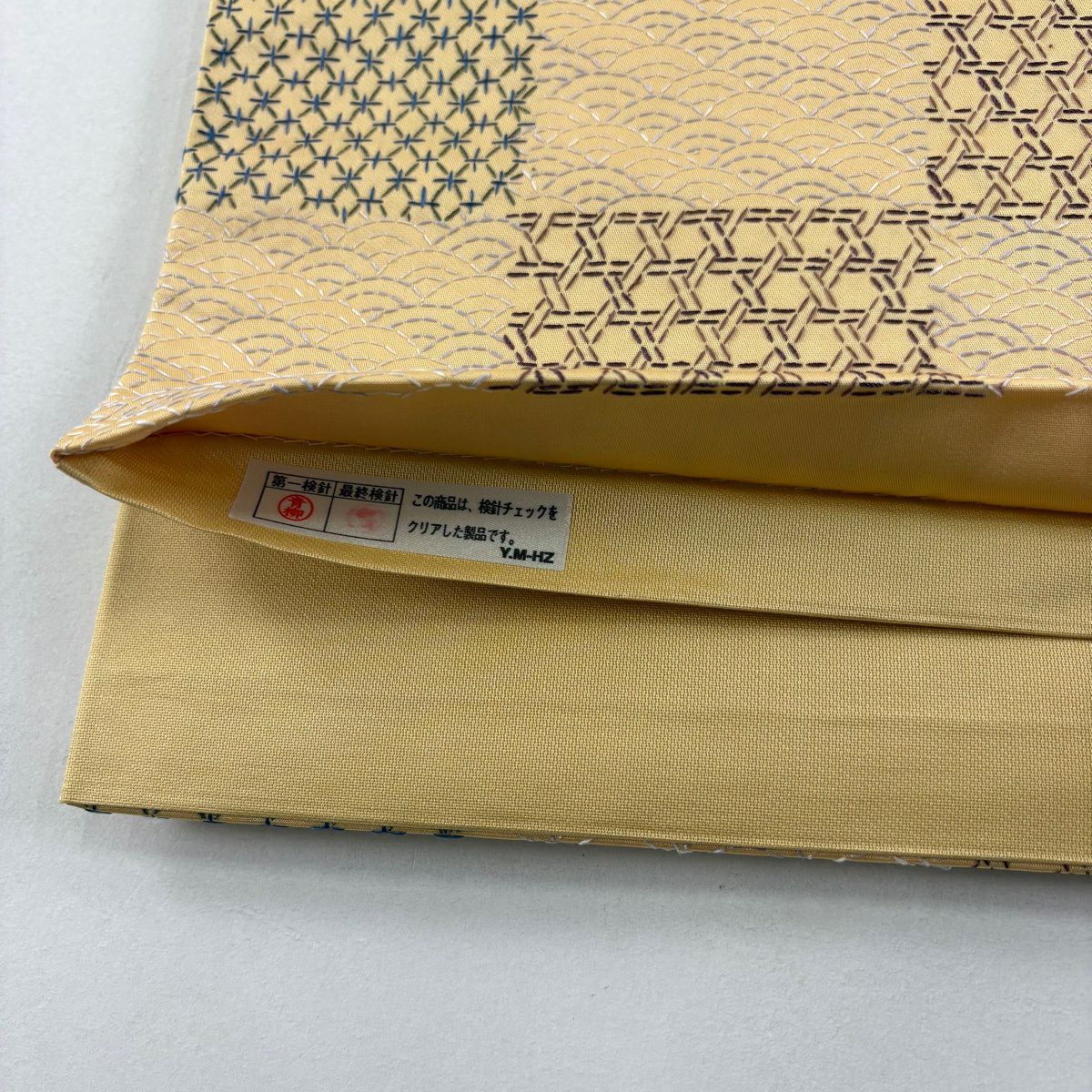 【美品】 袋帶 逸品級 七寶 藍海波 淺橙色 全通 純蠶絲