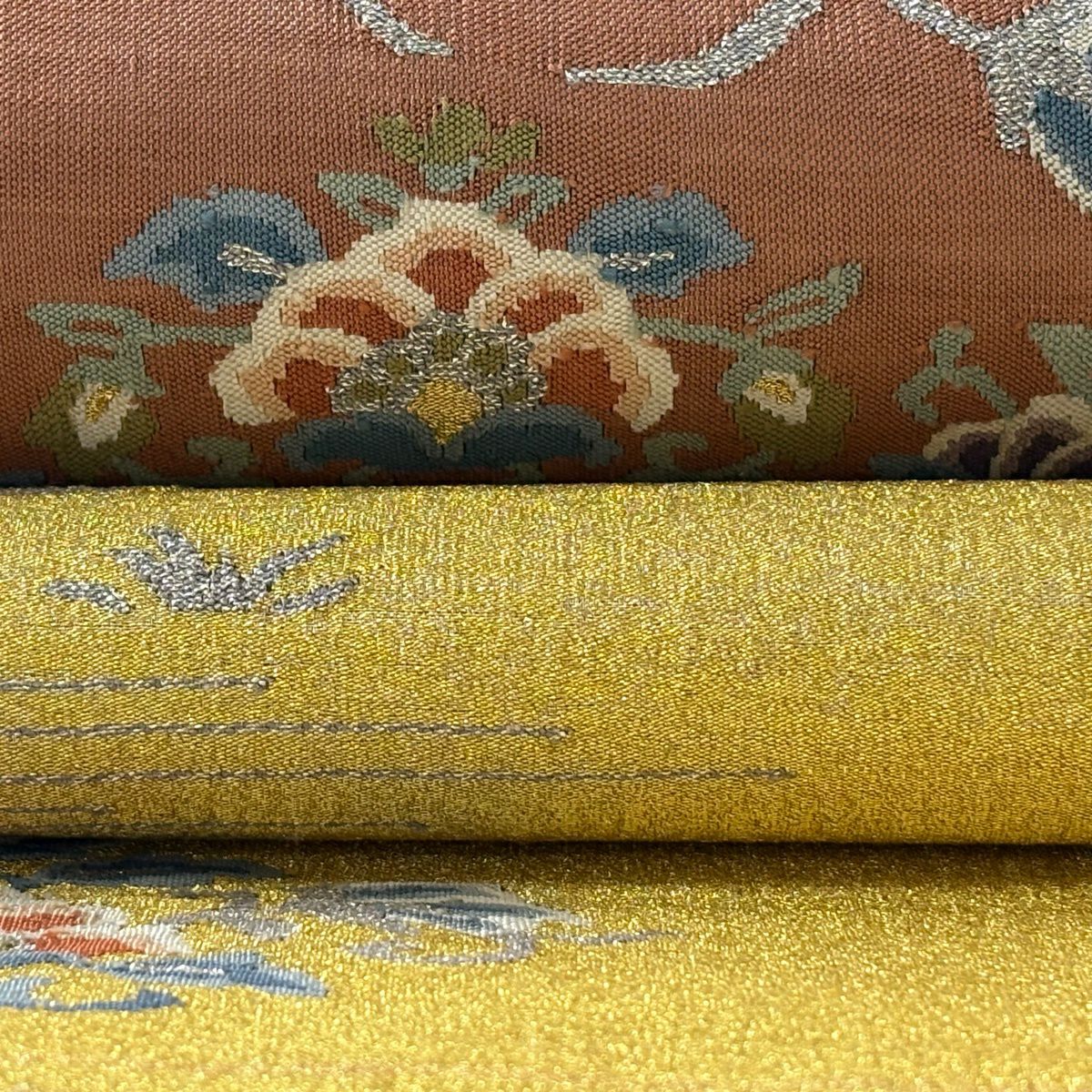【美品】 袋帶 逸品級 花鳥 華紋 金銀彩 金 純蠶絲