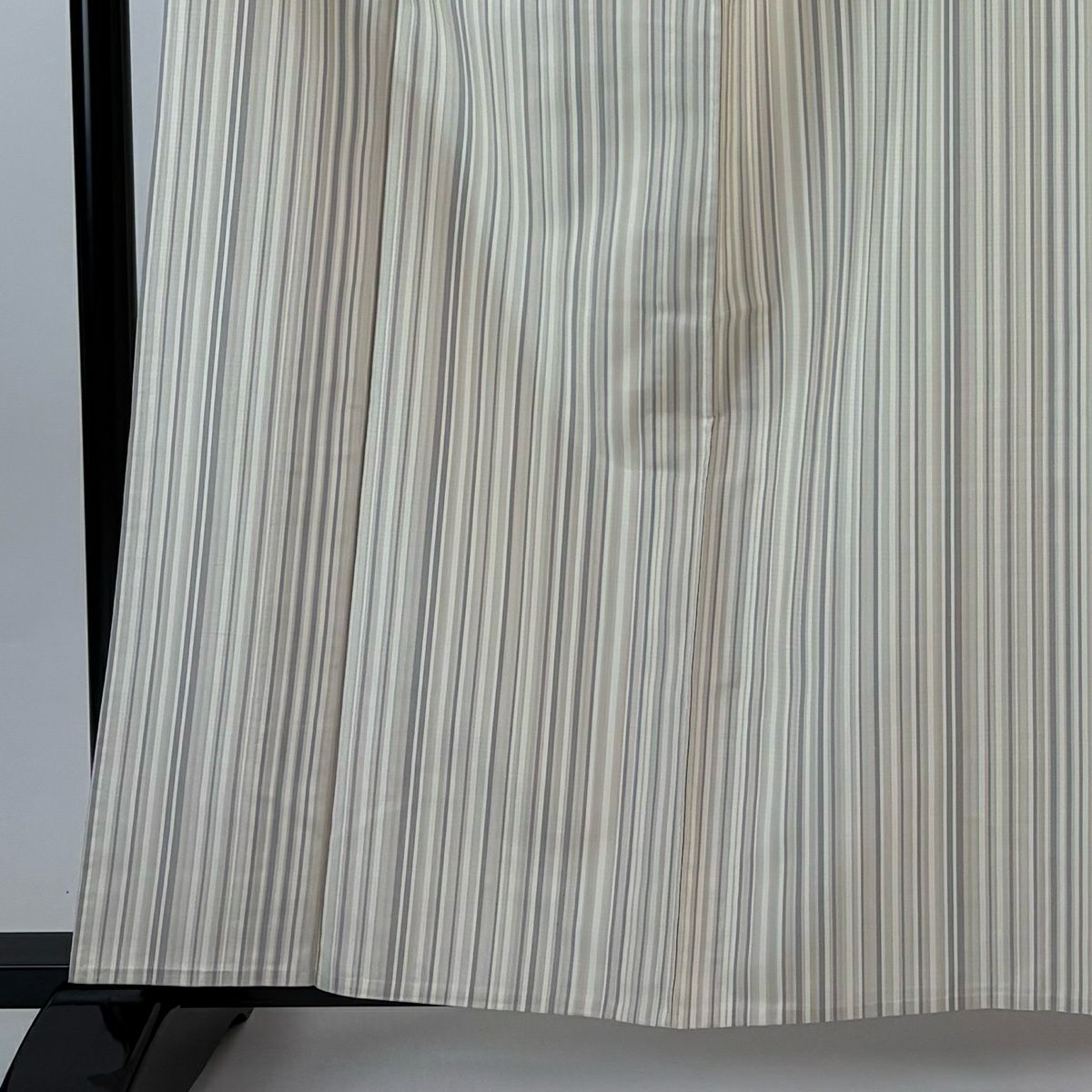 【美品】 紬織 身長160cm 袖長63.5cm S 單層 垂直條紋 米色 純蠶絲 優品級