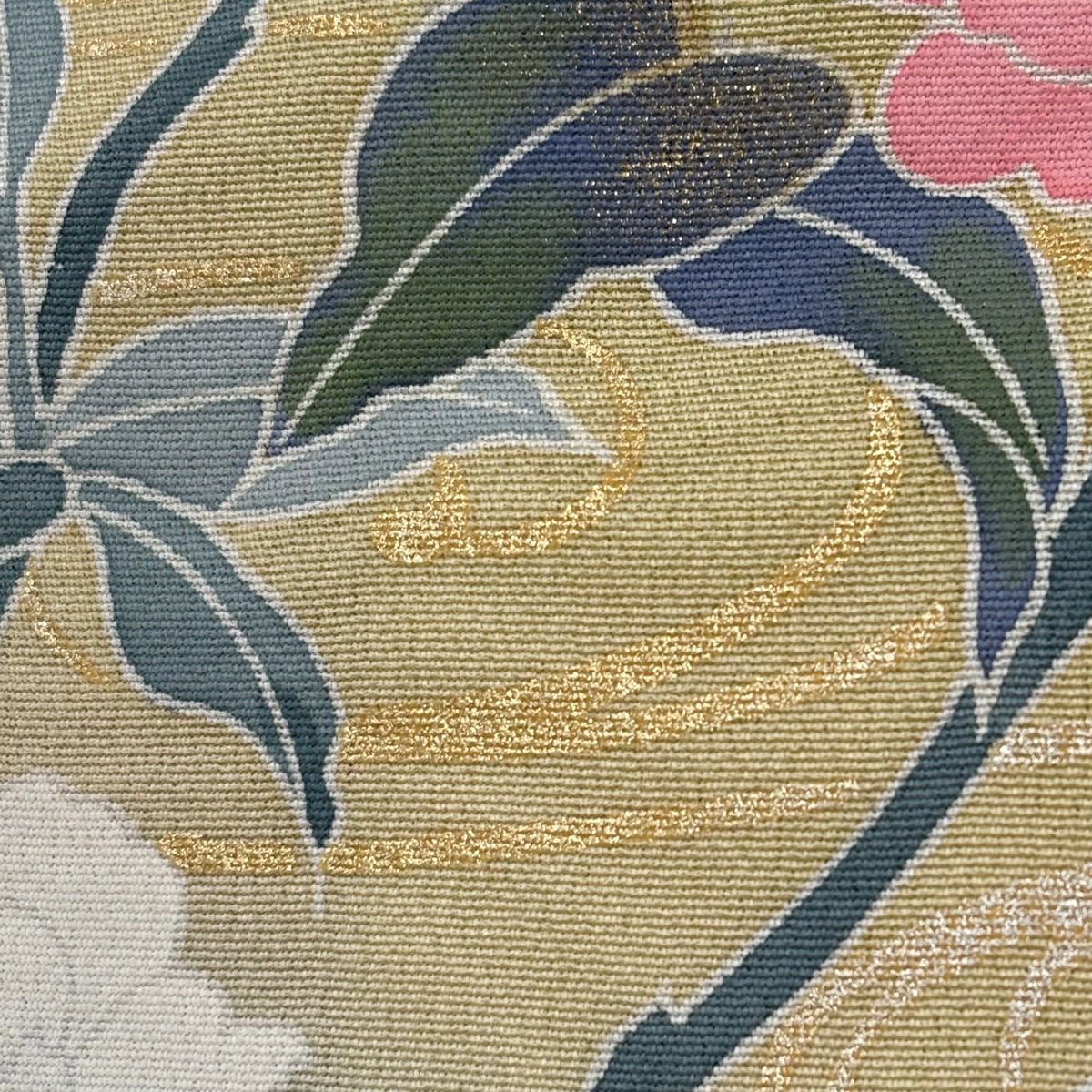 訪問服 身長160cm 袖長64cm M 雙層 草花紋紋 流水 金銀彩 染分 薄茶 純蠶絲 秀品級