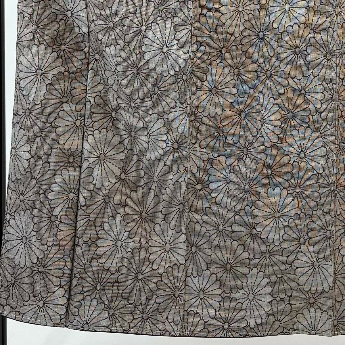 紬織 身長152.5cm 袖長62cm S 雙層 菊花 焦茶 純蠶絲 秀品級