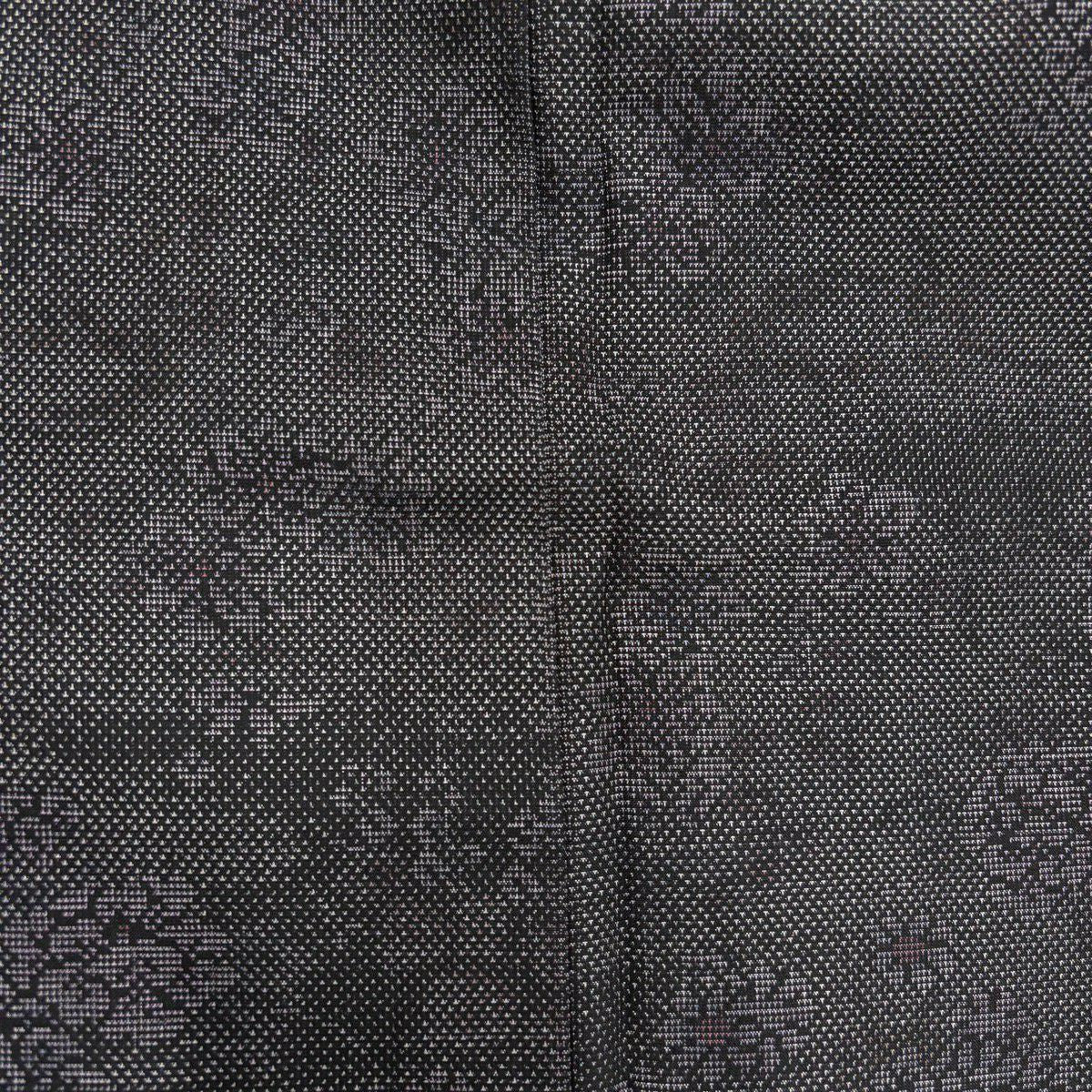【美品】 大島紬織 身長159.5cm 袖長63cm S 雙層 證書附帶 草花紋紋 墨色 純蠶絲 優品級