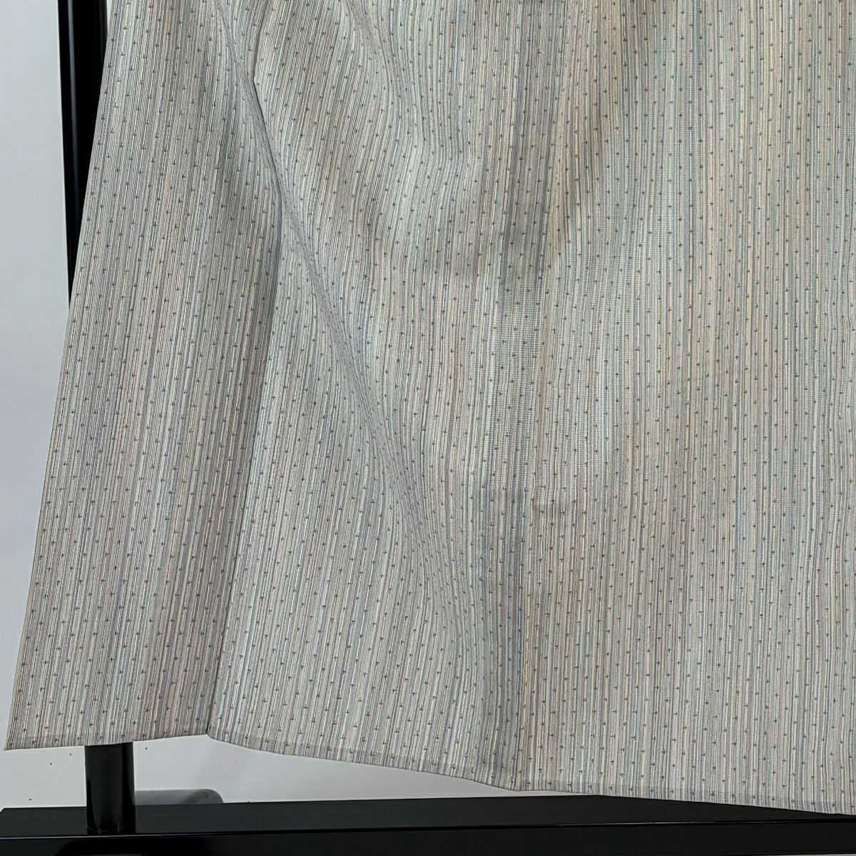 【美品】 紬織 身長155cm 袖長64cm M 單層 縱條 絣 灰 純蠶絲 秀品級