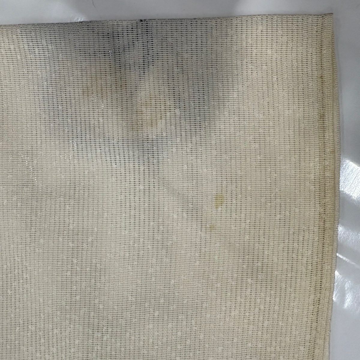 小紋 身長160cm 袖長65cm M 薄物 縱絽 秋草 芝 漸層 奶油色 純蠶絲 優品級