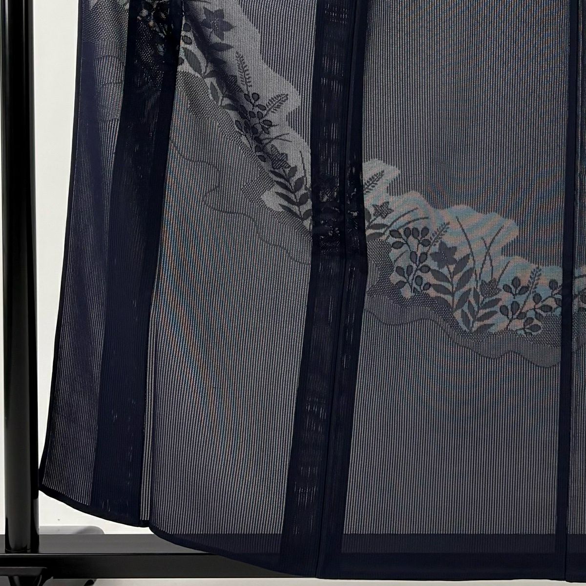 【美品】 付下 身長157cm 袖長61.5cm S 薄物 縱絽 桔梗 萩 深藍 純蠶絲 秀品級 一個紋