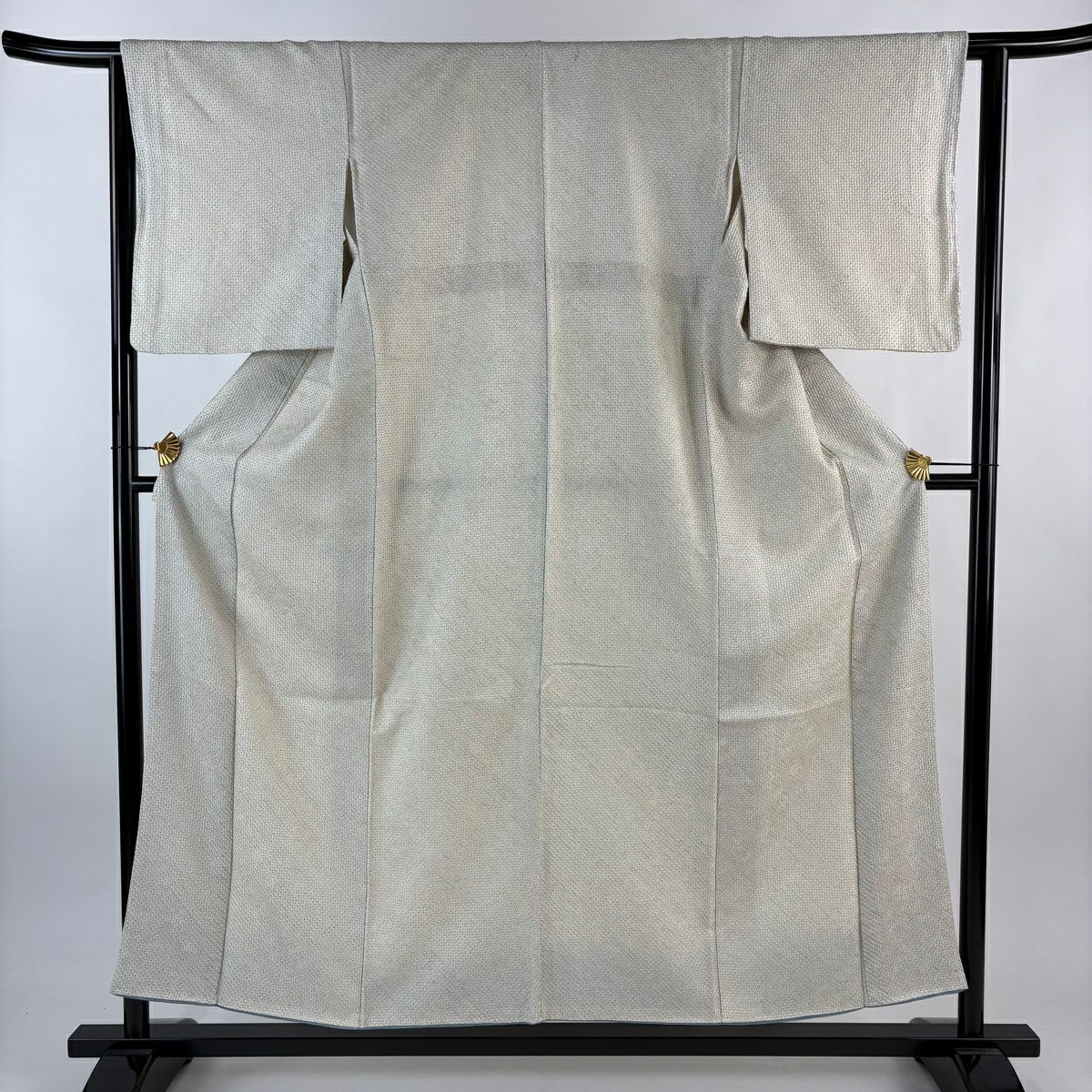 小紋 身長153.5cm 袖長62.5cm S 雙層 幾何學圖案 全絞染 灰色 純蠶絲 優品級