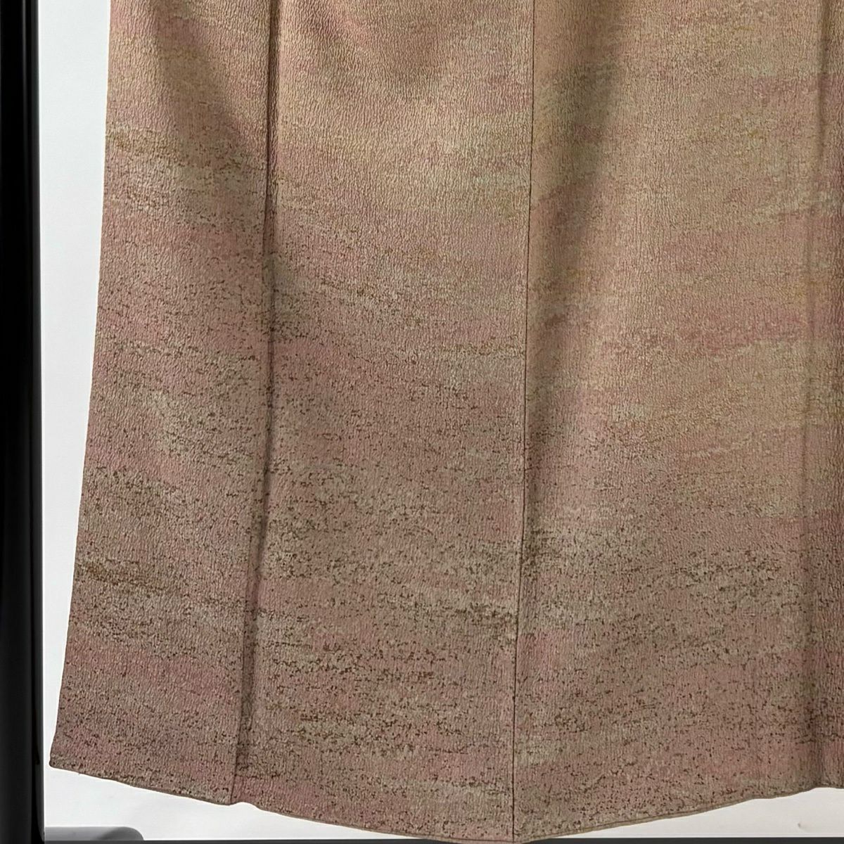 【美品】 付下 身長153.5cm 袖長60.5cm S 雙層 幾何圖案 陶彩染 粉米色 純蠶絲 秀品級 一個紋