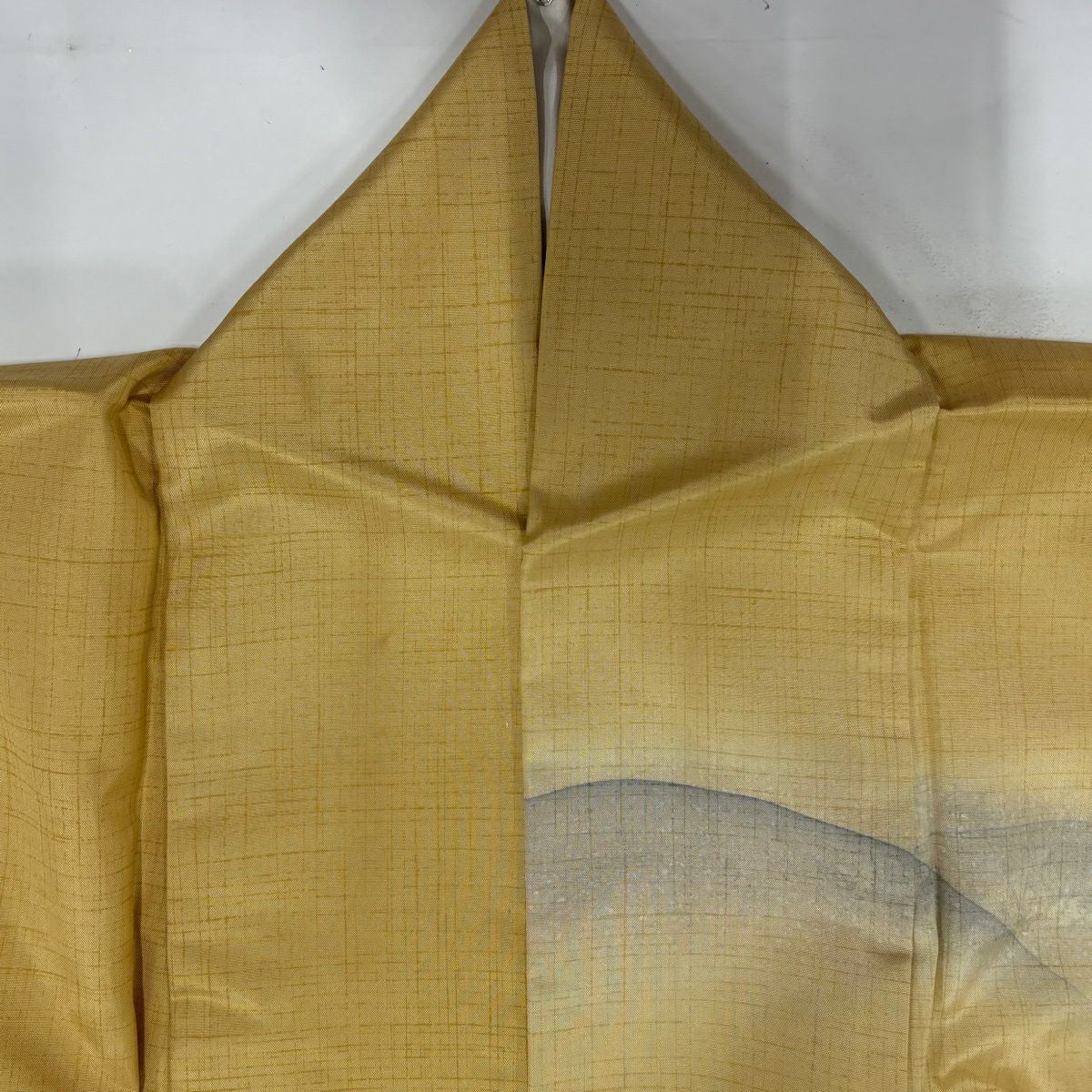 【美品】訪問服 身長155.5cm 袖長64cm M 雙層 紬織織 幾何學圖案 漸層 淡黃土色 純蠶絲 優品級