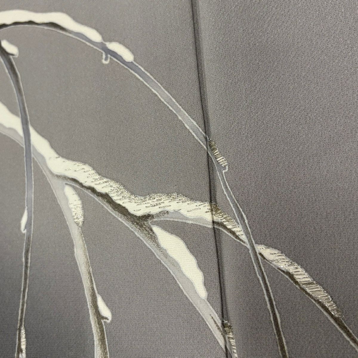 付下 身長155cm 袖長62.5cm S 雙層 雪持 鷺 金銀彩 刺繡 灰 純蠶絲 秀品級