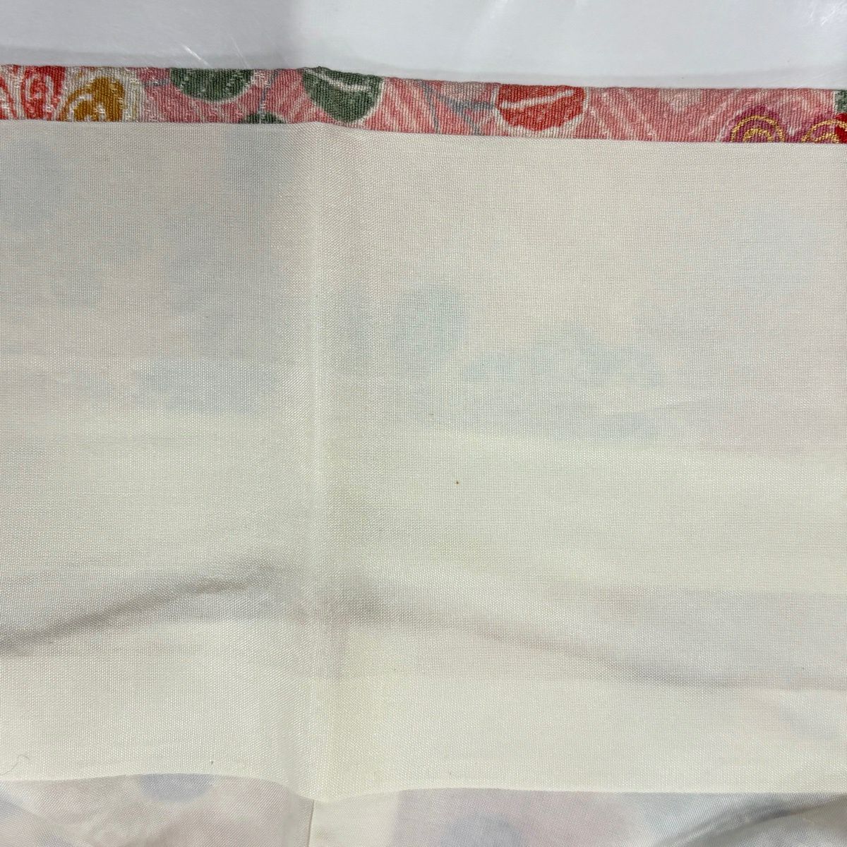 【美品】訪問服 身長155cm 袖長61.5cm S 雙層 草花紋紋 青海波 金銀彩 漸層 奶油色 純蠶絲 優品級