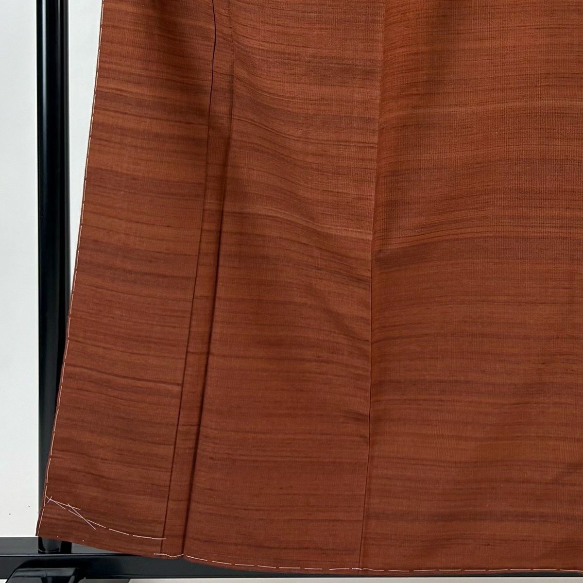 【美品】 紬織 身長158.5cm 袖長67.5cm L 雙層 縞 茶 純蠶絲 秀品級