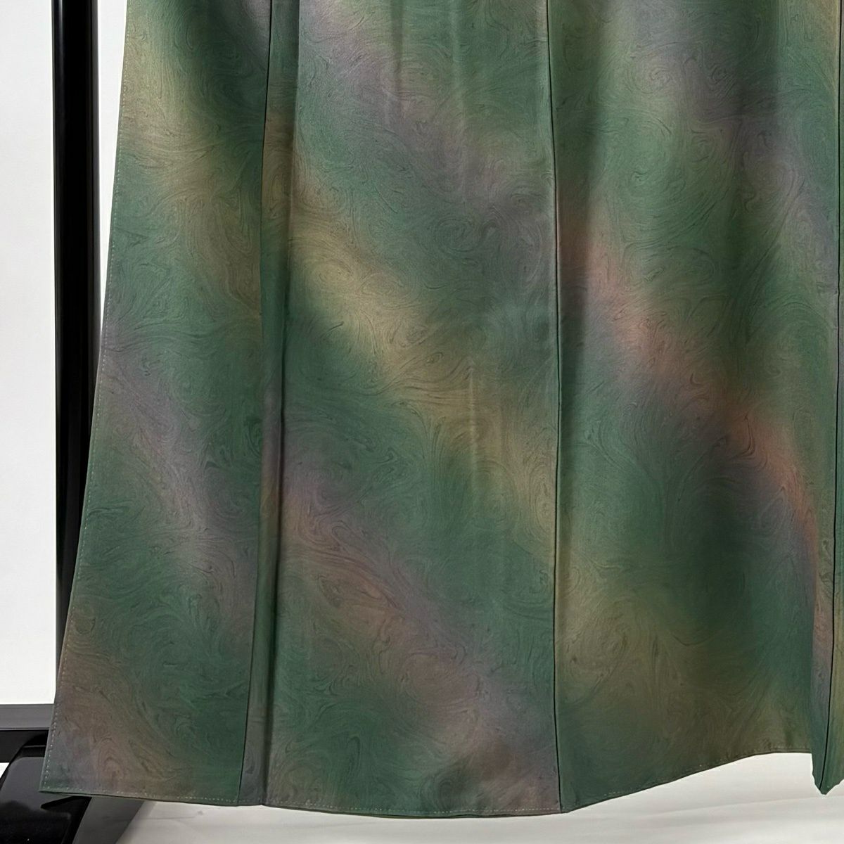【美品】 小紋 身長161cm 袖長66.5cm M 雙層 薗部正典 落款あり 墨流し ぼかし 綠 純蠶絲 名品級