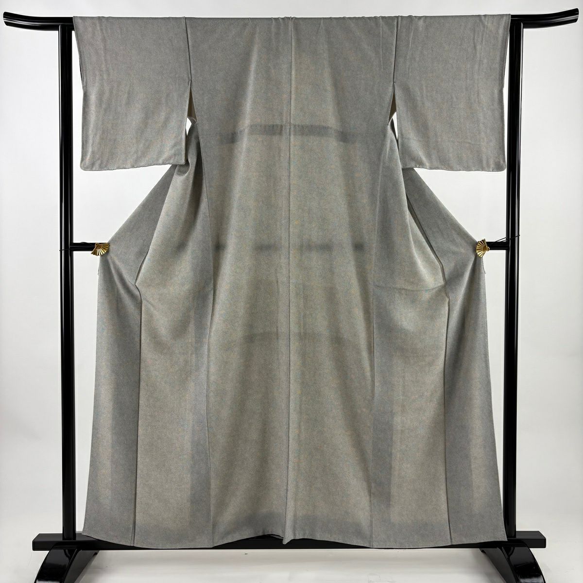 江戶小紋 身長158.5cm 袖長63.5cm S 雙層 鮫 灰白 純蠶絲 名品級