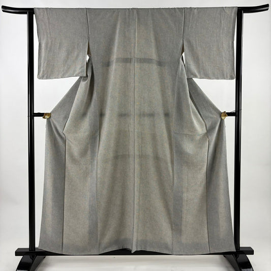 江戶小紋 身長158.5cm 袖長63.5cm S 雙層 鮫 灰白 純蠶絲 名品級