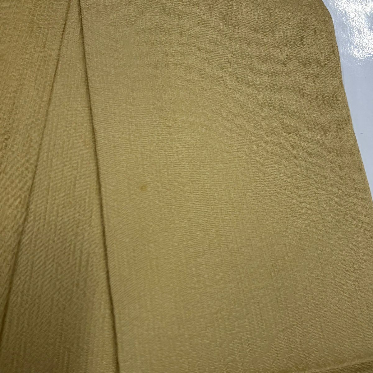 付下 身長154.5cm 袖長63cm S 雙層 雲紋 草花紋紋 金絲 刺繡 黃土 純蠶絲 名品級
