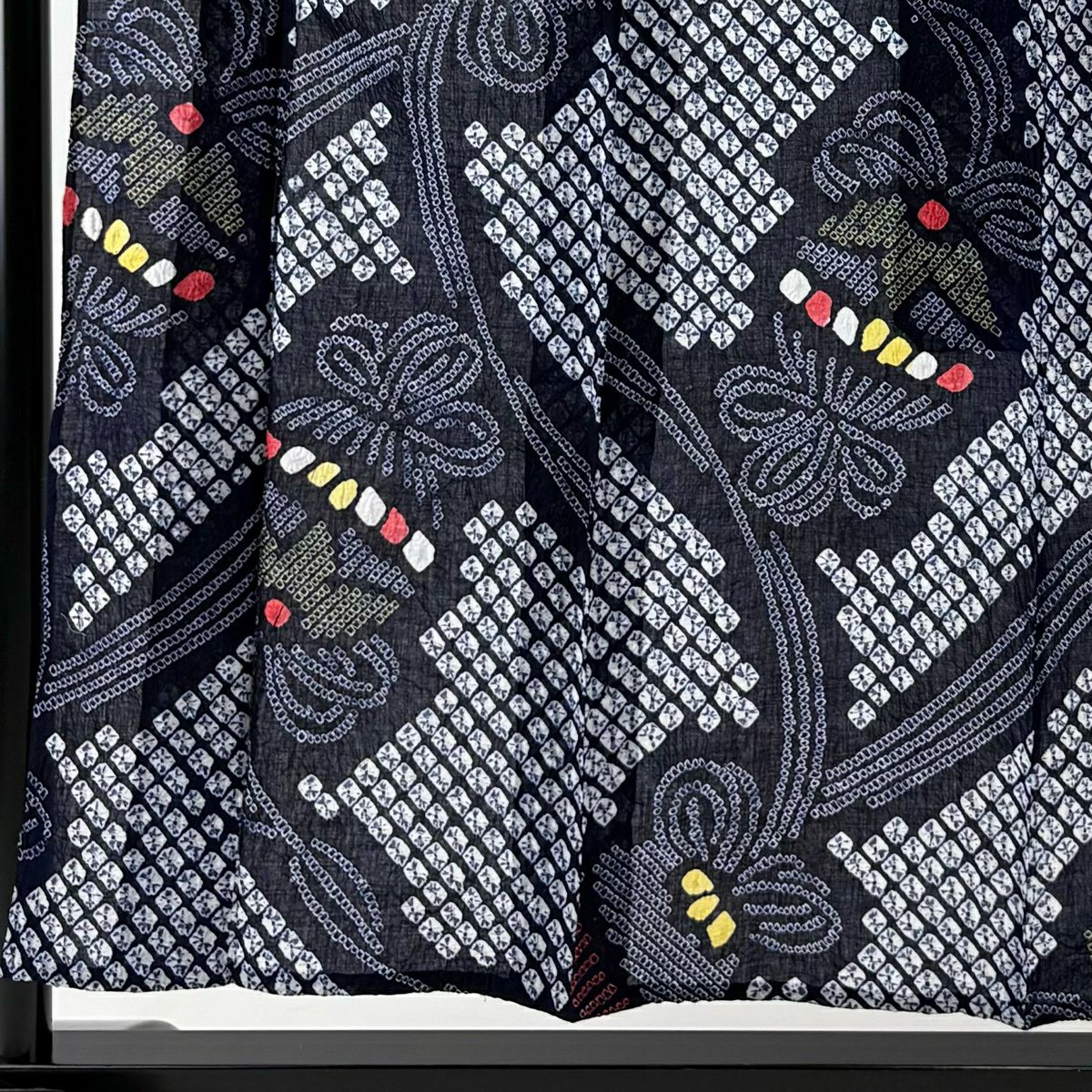 【美品】 浴衣 身長154.5cm 袖長61.5cm S 絞染浴衣 くす玉 深藍 純棉 名品級