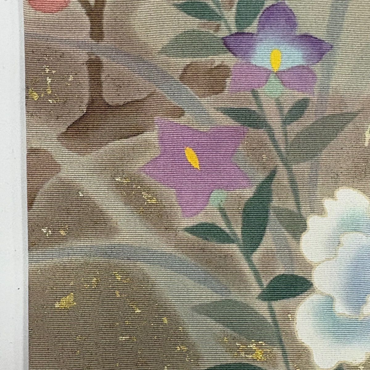 訪問服 身長154.5cm 袖長66cm M 雙層 落款あり 菊花 枝梅花 金銀彩 米色 純蠶絲 名品級
