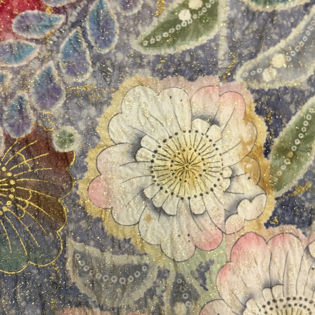 振袖禮服 身長155.5cm 袖長63cm S 雙層 辻花染 金銀彩 染分 紅 純蠶絲 名品級