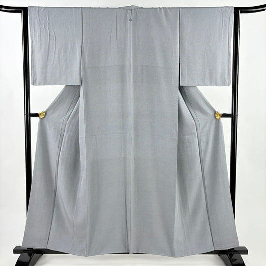 江戶小紋 身長157cm 袖長63cm S 雙層 鮫 灰色 純蠶絲 名品級 一つ紋