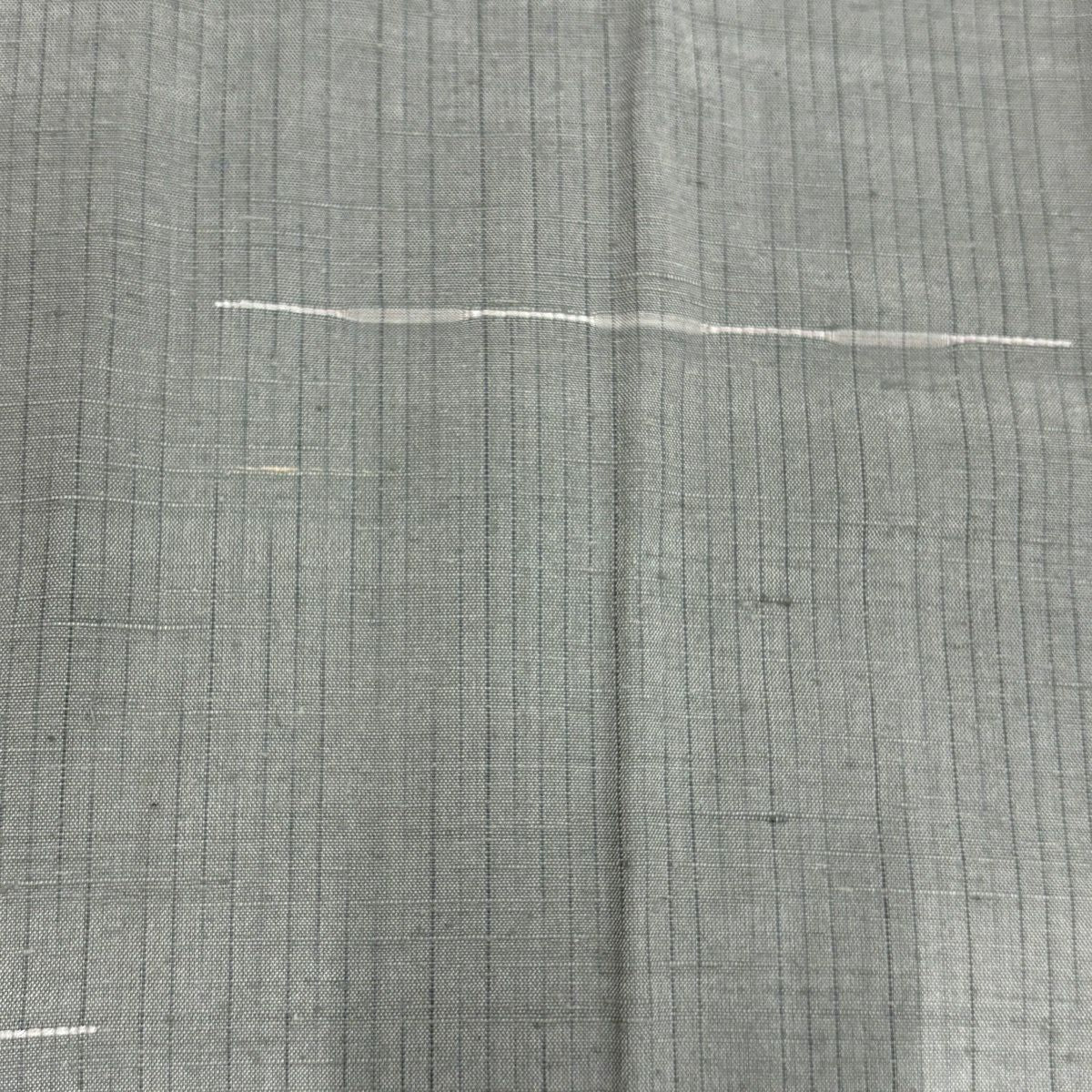 【美品】 小紋 身長156.5cm 袖長63cm S 雙層 紬織織 縞 灰色 純蠶絲 名品級