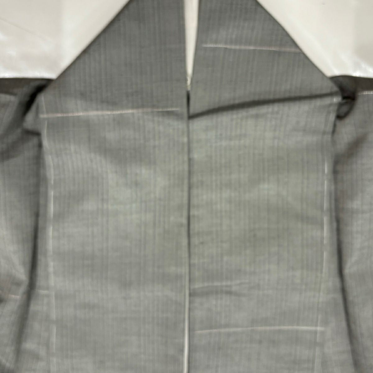 【美品】 小紋 身長156.5cm 袖長63cm S 雙層 紬織織 縞 灰色 純蠶絲 名品級