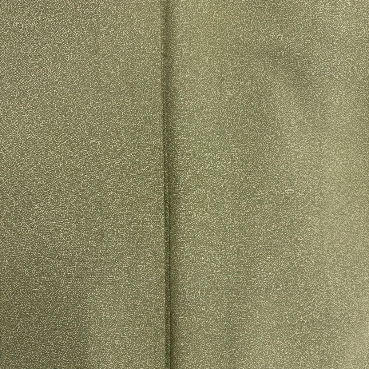江戶小紋 身長162cm 袖長65cm M 雙層 大和 落款あり 寶盡くし 幾何學 鶯色 純蠶絲 名品級