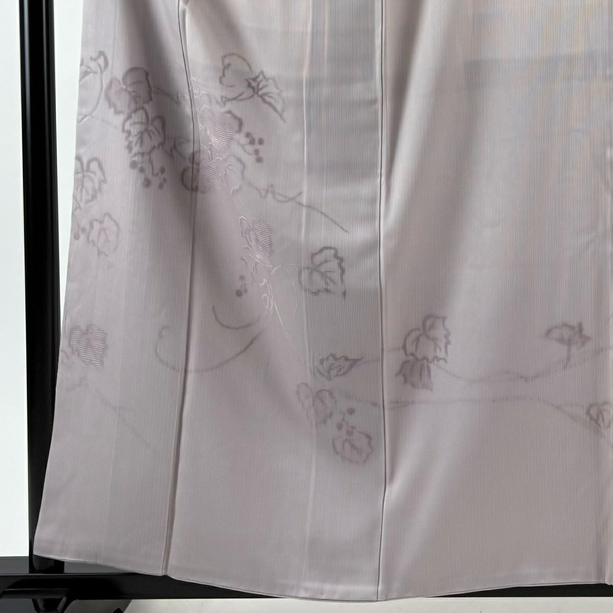 付下 身長158cm 袖長64.5cm M 雙層 葉與果 灰紫 純蠶絲 名品級
