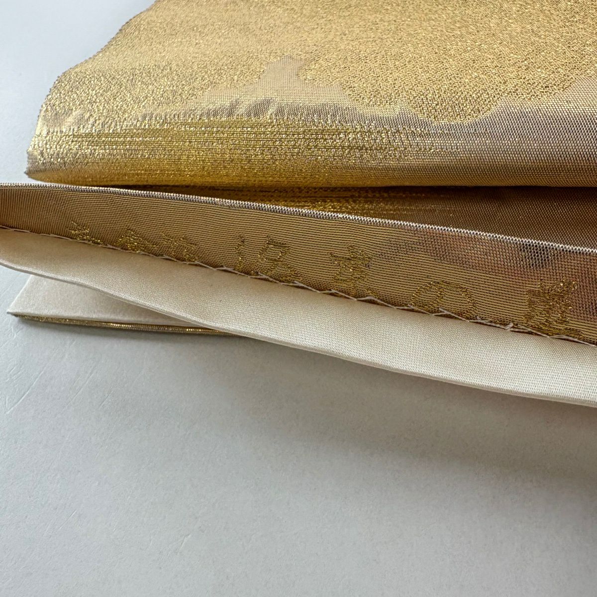 【美品】 袋帶 秀品級 關西仕立 建築 松樹 金金箔 金絲 金色 六通 純蠶絲