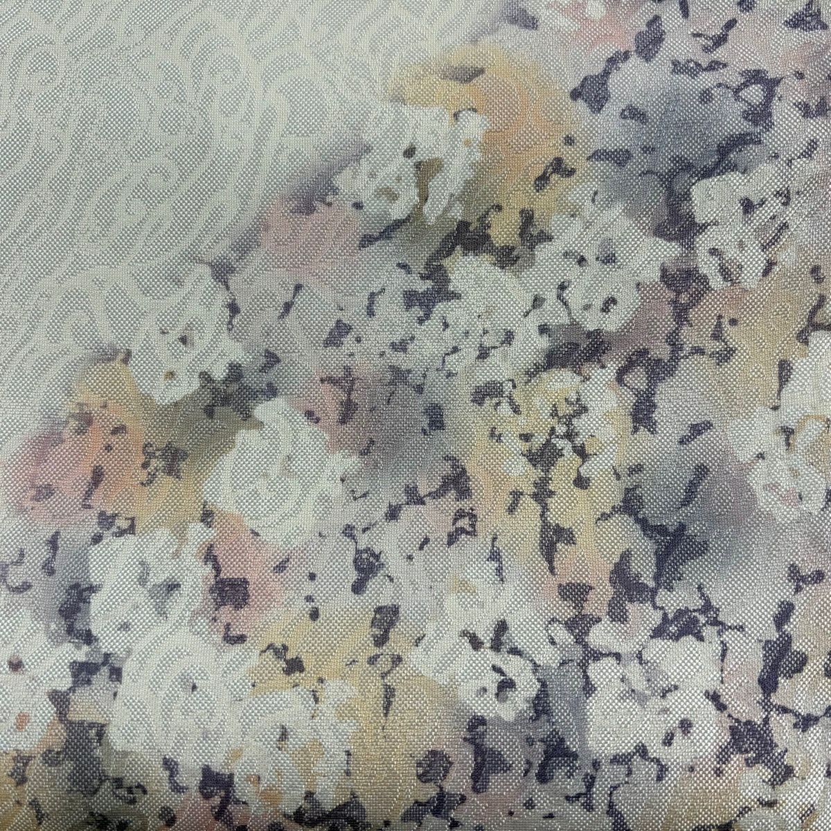 【美品】 袋帶 秀品級 幾何學 奶油色 大鼓圖案 純蠶絲