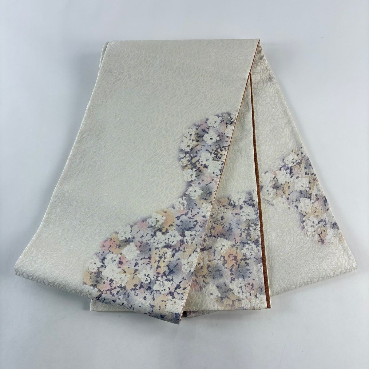 【美品】 袋帶 秀品級 幾何學 奶油色 大鼓圖案 純蠶絲