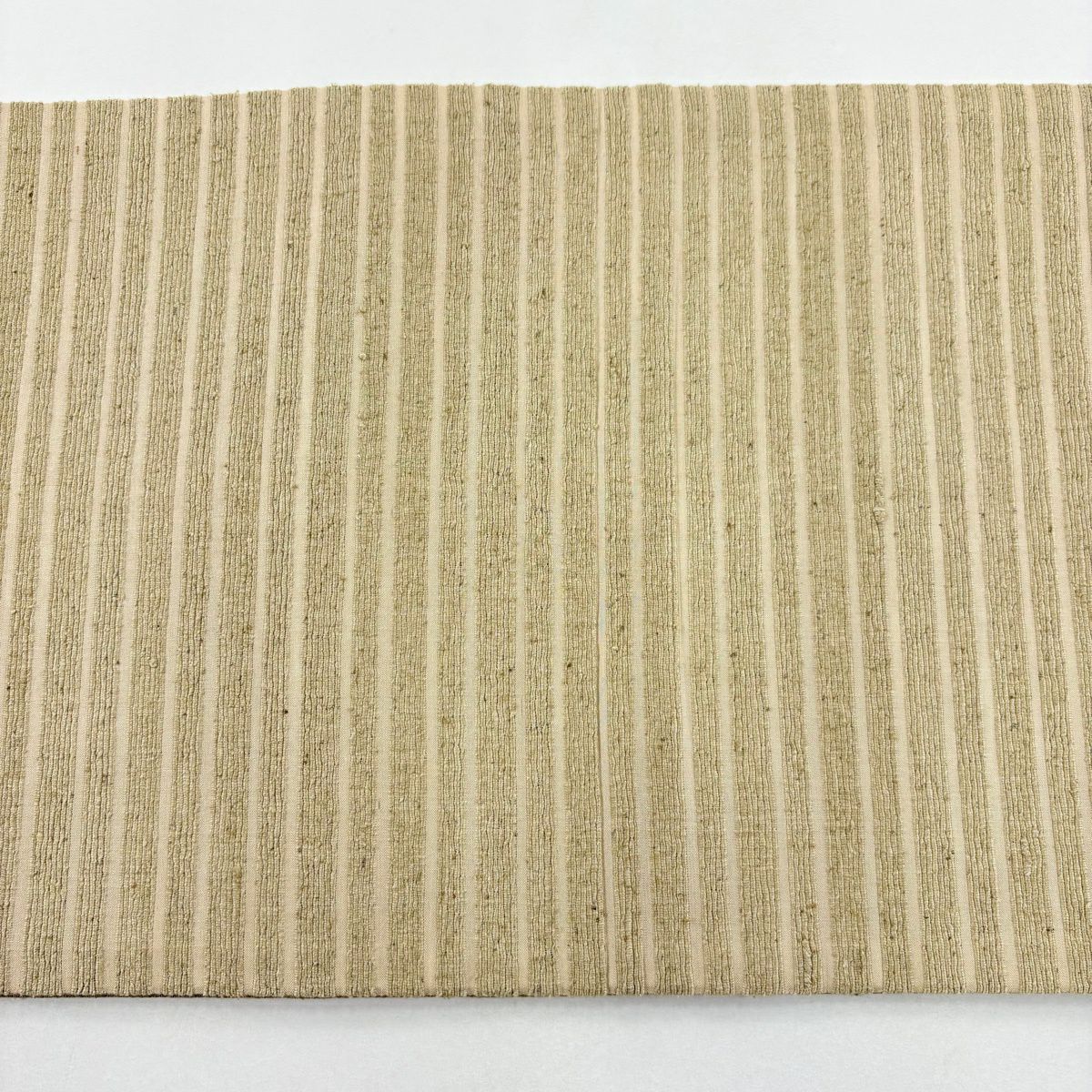 【美品】 袋帶 秀品級 縞 薄茶 全通 純蠶絲