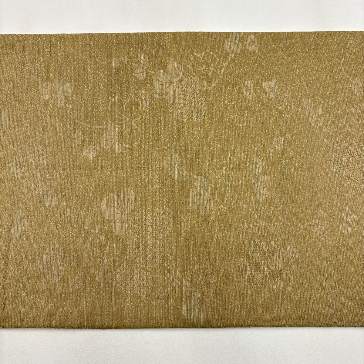 【美品】 袋帶 秀品級 縞 薄茶 全通 純蠶絲