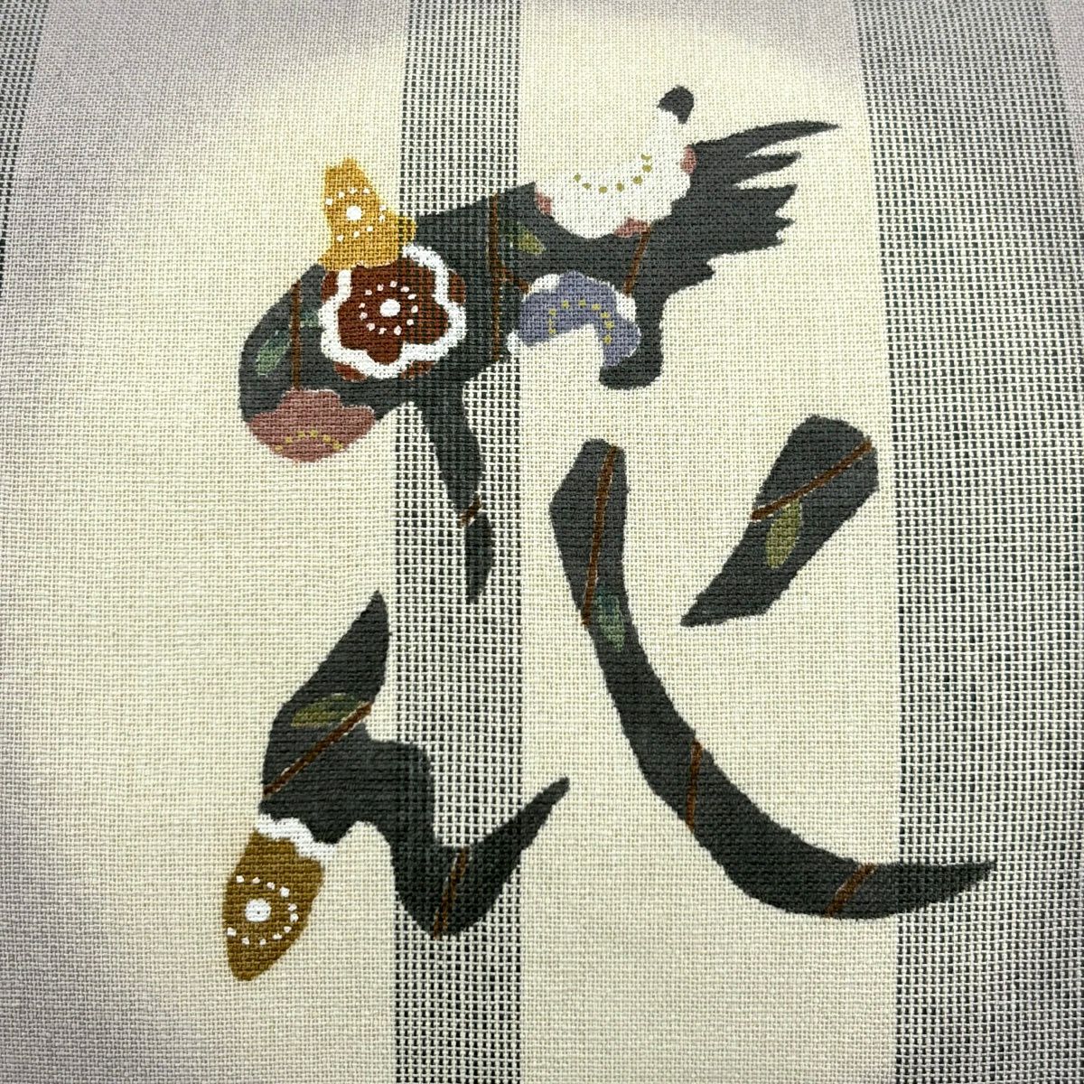 【美品】 名古屋帶 秀品級 枝花 文字文 漸層 灰紫 純蠶絲
