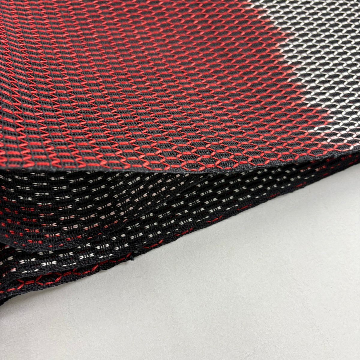 【美品】 名古屋帶 秀品級 隧道仕立 夏帶 八寸名古屋帶 幾何圖案 紅黑 純蠶絲