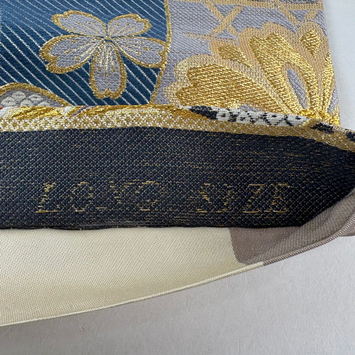 袋帶 秀品級 香倫 櫻花 籠目 金絲 金金箔 灰 深藍 六通 純蠶絲